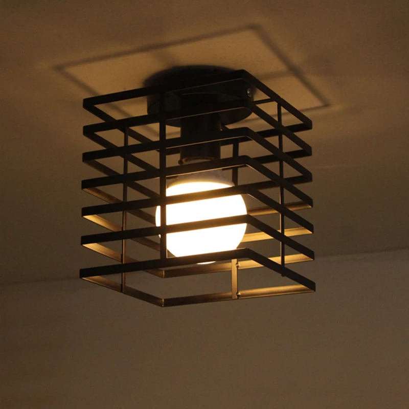 

Vintage Ceiling Lights Lustre Luminaria Led Ceiling Lamp Loft Iron Cage Fixtures Abajur Home Lighting Plafonnier For Living Room