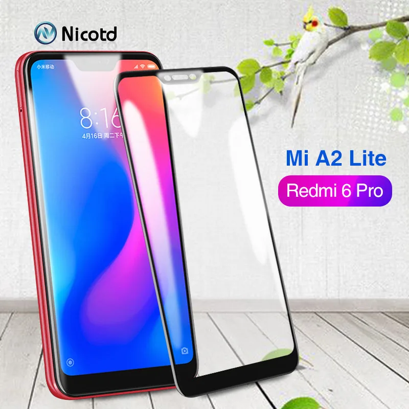 Nicotd Tempered Glass for Xiaomi Mi A2 Lite 9H Full Cover Film Screen Protector for Xiaomi Redmi 6 pro Glass for Xiomi Mi A2Lite (2)