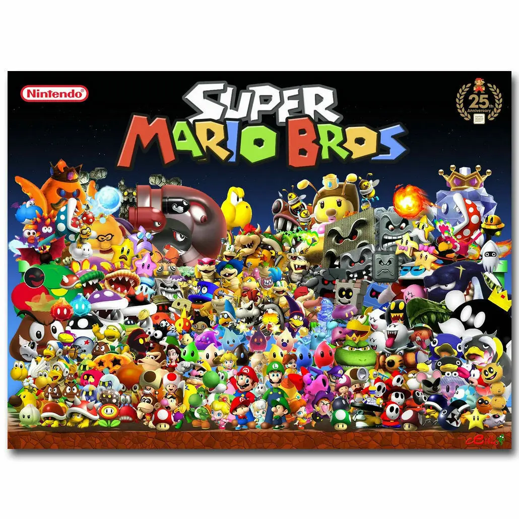 

Q0391 Posters and Prints Super Mario Bros Game Hot 36x24 Art Poster Canvas Painting Home Decor