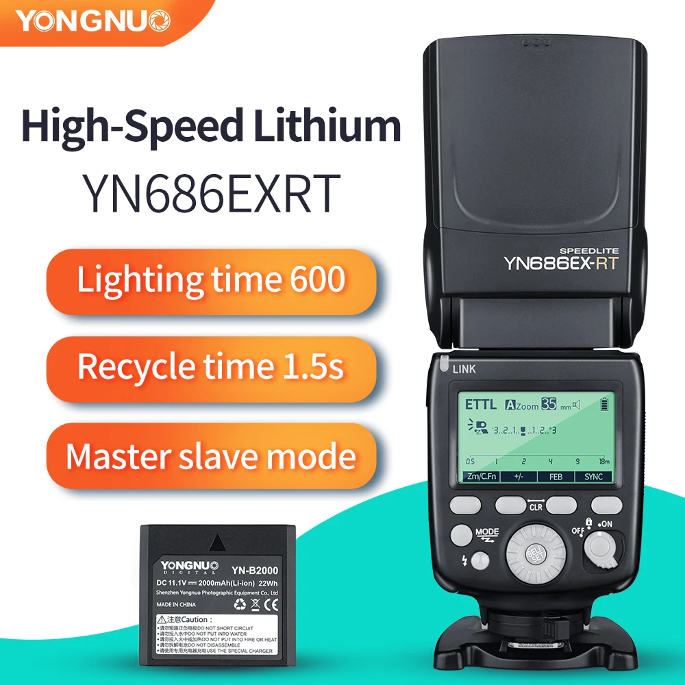 YONGNUO YN686EX-RT ETTL Speedlite Flash 2 4G Беспроводная HSS 1/8000s Master с литиевой батареей для Canon |