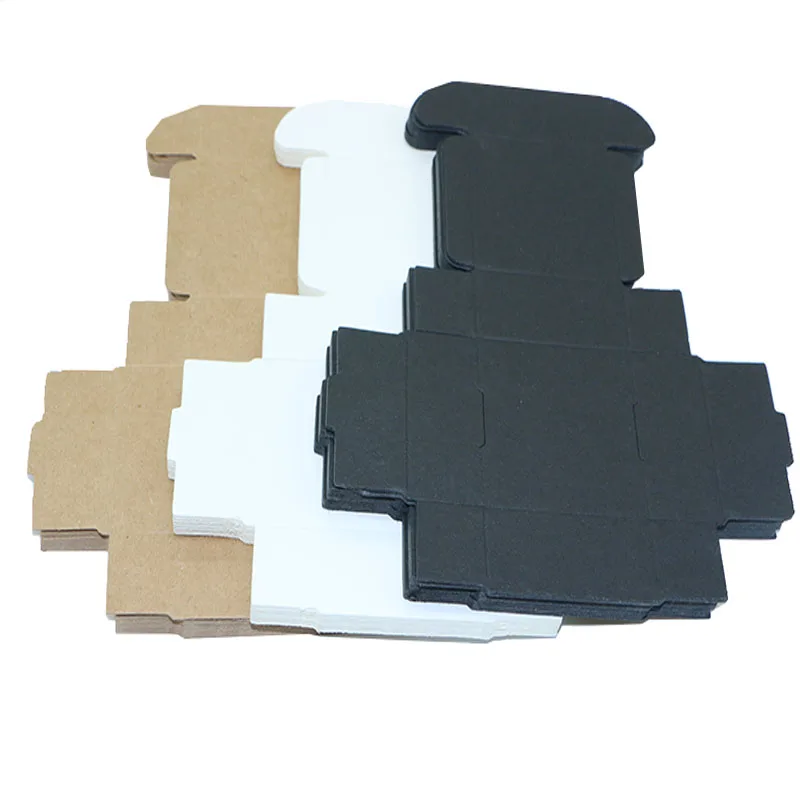 

10pcs/lot Small Kraft Paper Box Brown Handmade Soap Box White Craft Paper Gift Box Black Packaging Jewelry Box Cardboard Carton