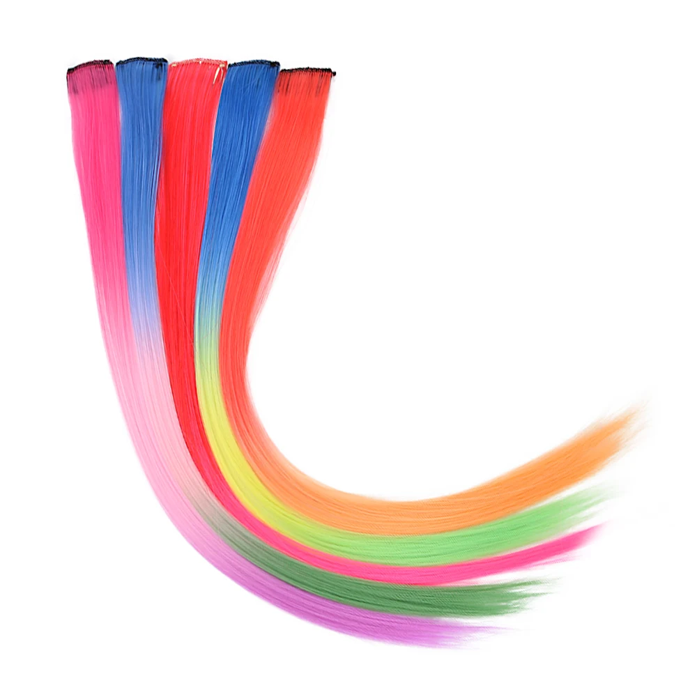 Clip In Extensions Ombre Long Straight Hair Pieces for Women Wedding Bridal 20'' Synthetic Clip-in Extension One Piece 20pcs/lot