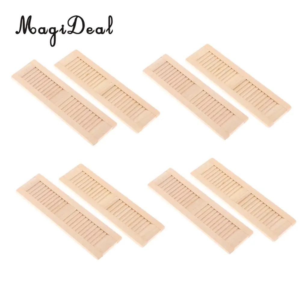 8 Pieces Unpainted Wood Shutters for 1/12 Dolls House DIY Window Accessory Rooms Items Decor
