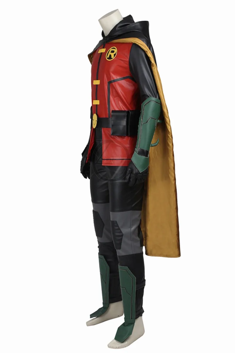 Костюмы супергероя для Хэллоуина для взрослых мужчин Бэтмен Young Justice Робин костюмированная игра снаряжения из одежды косплей Робин кожаный комбинезон