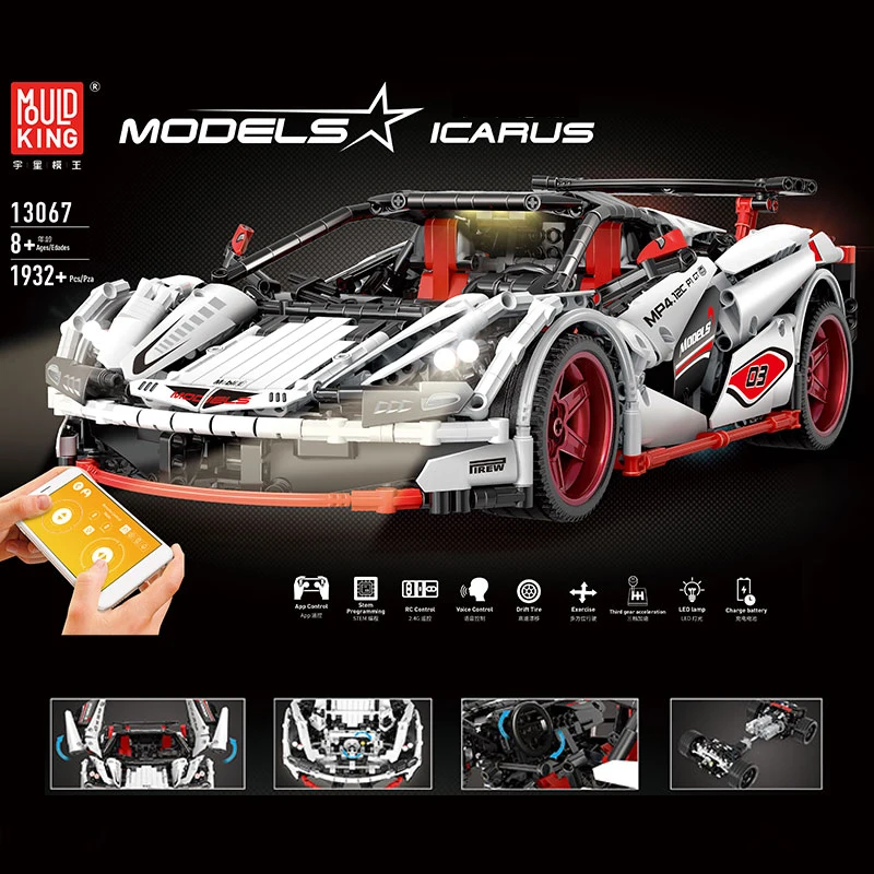 Pаспродажа 13067 1932 шт пульт дистанционного управления техническая серия белый гоночный автомобиль MOC 3918 Veneno Roadster строительные блоки кирпичи в сборе DIY п...