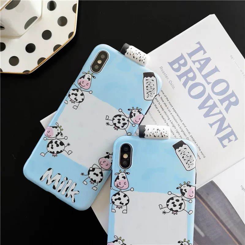 Funny dairy cow Soft TPU Toy Cover For iPhone 6 6S 7 8 Plus X XR XS Max Cute Milk Phone Case IMD Toys |