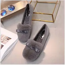 Akexiya/ г.; зимняя плюшевая обувь; женская обувь на плоской подошве; Теплая обувь на плоской подошве; лоферы с бантом и круглым носком из суперволокна