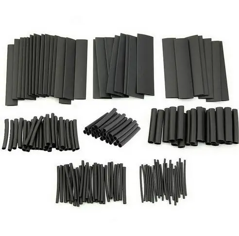 

New 150Pcs Polyolefin 2:1 Halogen-Free Heat Shrink Tubing Tube Sleeving Wrap Wire Cable Kit 8 Sizes Black Color VEB49 P50