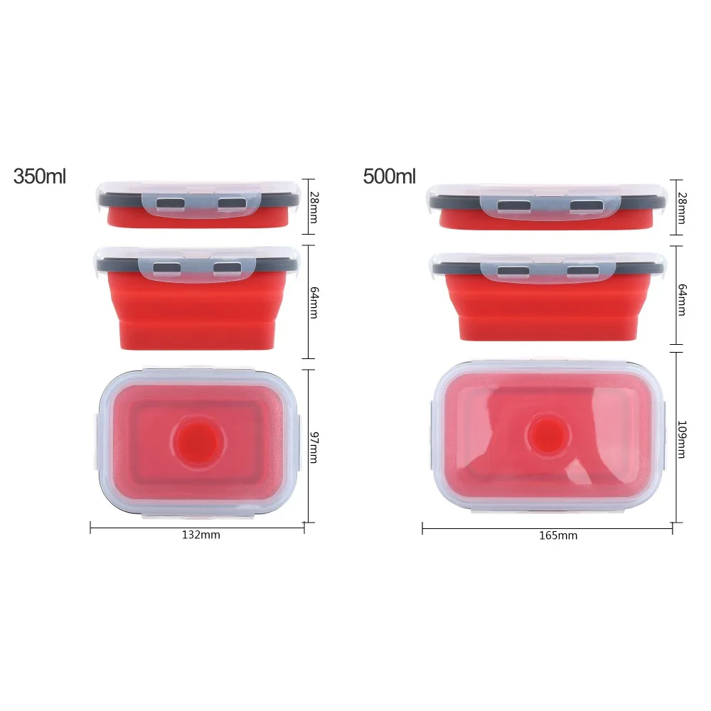 1 шт Портативный Силиконовый Ланч-бокс Прямоугольный складной контейнер для продуктов миска 350 мл/500 мл/800 мл/1200 мл три цвета экологически чистый