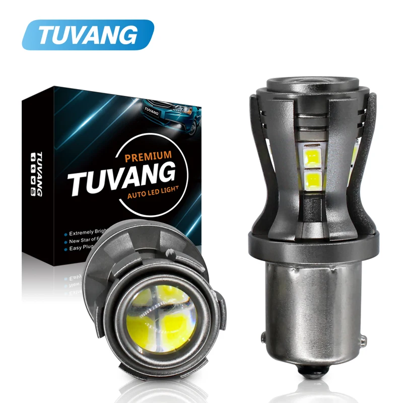 

2x S25 1156 1141 7506 BA15S P21W 1073 2835 LED Bulbs with Lens Projector for Reverse Brake Tail Turn Signal Lights Amber/Yellow