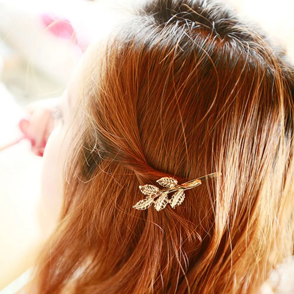 

M MISM 2Pc Fashion Wedding Hair Accessories Olive Branches Leaves Beautiful Bride Hairpin Side Folder Jewelry Headband For Women