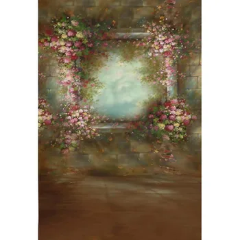 

Customize washable wrinkle free rococo handpainted style floral photography backdrop for photo studio portrait background S-1259