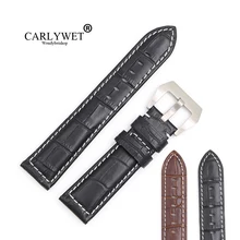 CARLYWET 22 мм ремешок из натуральной кожи черного и коричневого цвета под крокодиловую кожу браслет для часов Пряжка для Omega IWC TAG