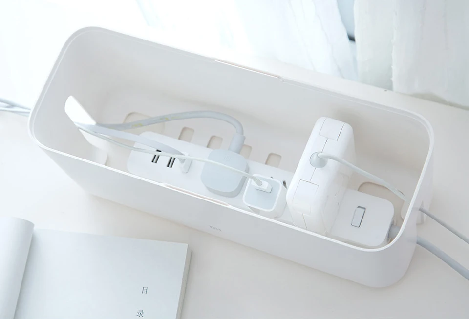 Xiaomi Power Cable Collector Cable Storage Box Cord Organizer ABS Storage Box Detachable Cover Simple and Stylish Design White (10) 