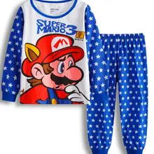 Детский пижамный комплект, одежда для сна для мальчиков, комплект пижам для девочек, детская пижама с Марио, футболка+ штаны, одежда для маленьких девочек и мальчиков, Se