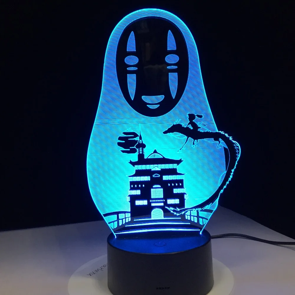  Miyazaki Hayao Anime 3D LED Lamp Spirited Away No Face Man Action Figures Decoration Doll Kids Toys - 32912605973