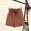 2022 Autumn  New Korean Style Female Sexy Leather Shorts High Waist Loose Wide Leg Short Femme Elastic Waist Belt Free Shipping ► Photo 2/5