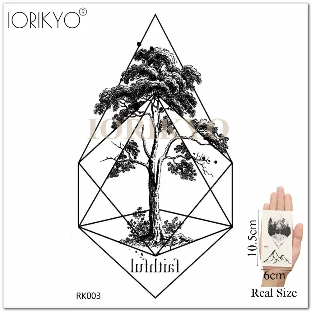 IORIKYO Women Arm Tattoo Stickers Geometric Forest Men Sexy Forearm