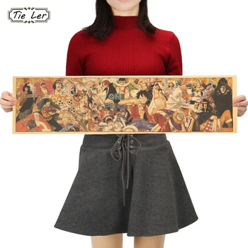 

TIE LER Classic Anime One Piece Portrait Collection Poster Kraft Paper Bar Cafe Decor Wall Sticker 72X18cm