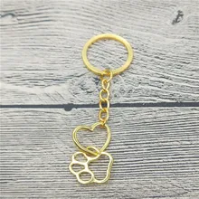 Hollow Pet Paw Footprint Keychain Shellhard Cute Animal Dog Cat Love Heart Pendant Keychain For Women