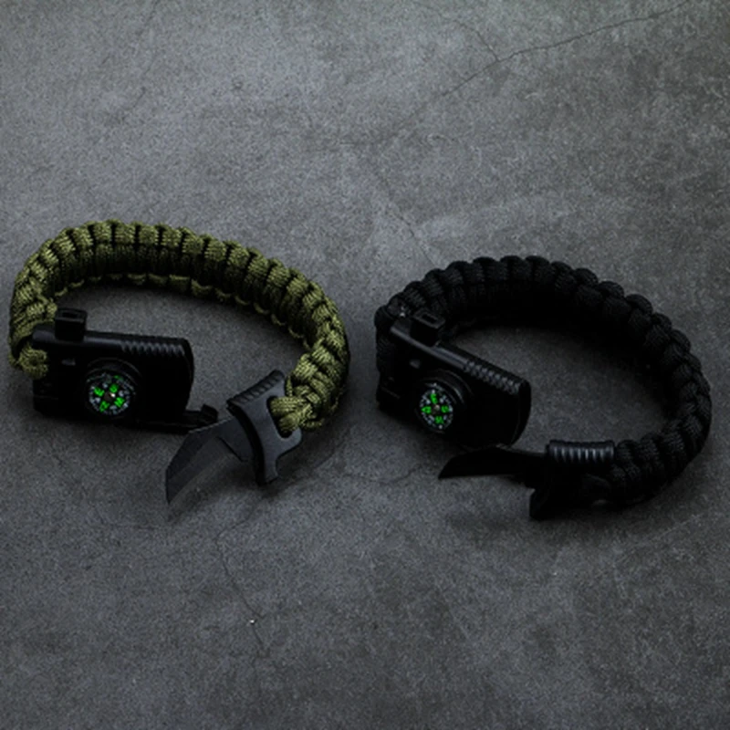 Outdoor Umbrella Bracelet Knife Multi Camping Emergency Survival Tools Men Women Braided Adventures Rescue Rope Bangles Compass