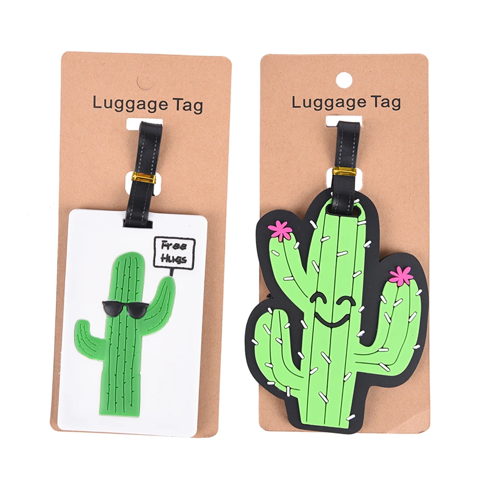 Creative Cactus Luggage Tag Silica Gel Suitcase ID Address Holder Cute Baggage Boarding Tag Portable Label Travel Accessories