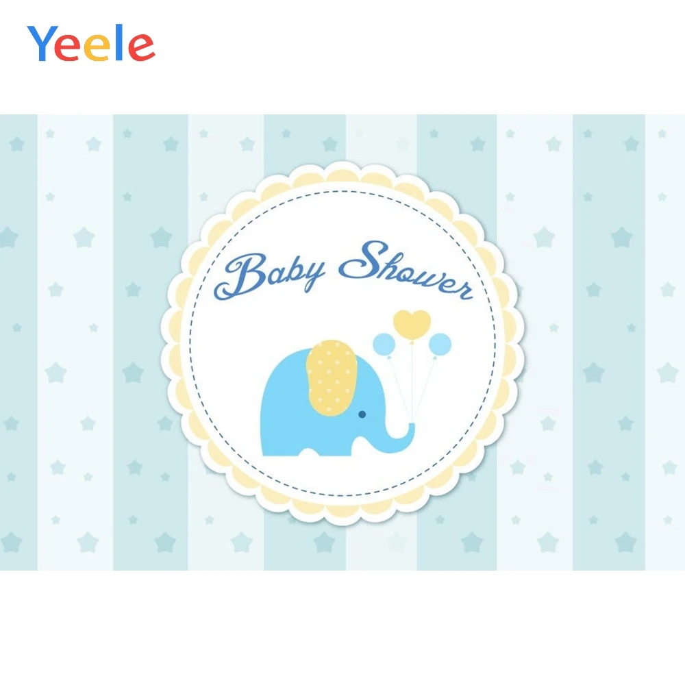 

Yeele Baby Shower Party Blue Photography Backdrop Cartoon Elephant Newborn Boy Custom Photographic Backgrounds For Photo Studio