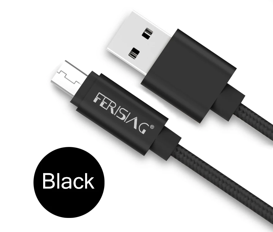 FERISING металлический штекер Кабель нейлон 2A USB кабель для передачи данных lightning, Android Micro, type-C, телефон планшет для iPhone X, samsung, Xiaomi