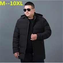 Плюс размер 10xl 8xl 6xl 5x Мужская зимняя теплая куртка с капюшоном узкое повседневное пальто хлопковая стеганая куртка парка пальто с капюшоном плотное пальто