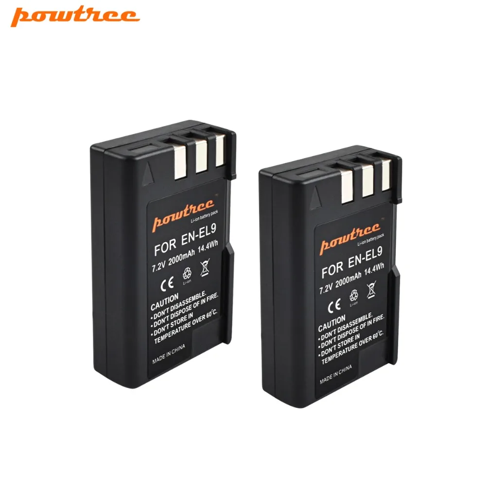 

2pcs 7.2V 2000mAh akku EN-EL9 EN EL9 ENEL9 Rechargeable Camera Battery For Nikon EN-EL9a D40 D40X D60 D3000 D5000 D3X L15