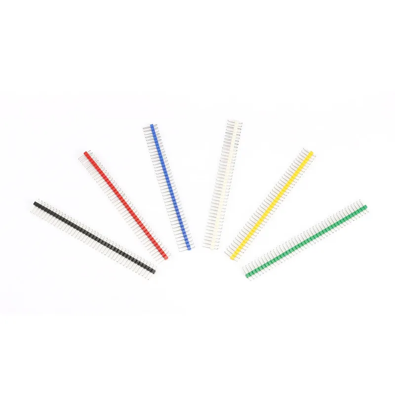 2lot12pcs 2.54mm Black + White + Red + Yellow + Blue + Green Single Row Male 1X40 140 Pin Header Strip (4)