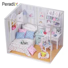 Наборы DIY деревянный кукольный домик ручной работы миниатюрная кровать с светодиодный+ мебель+ чехол Подарок