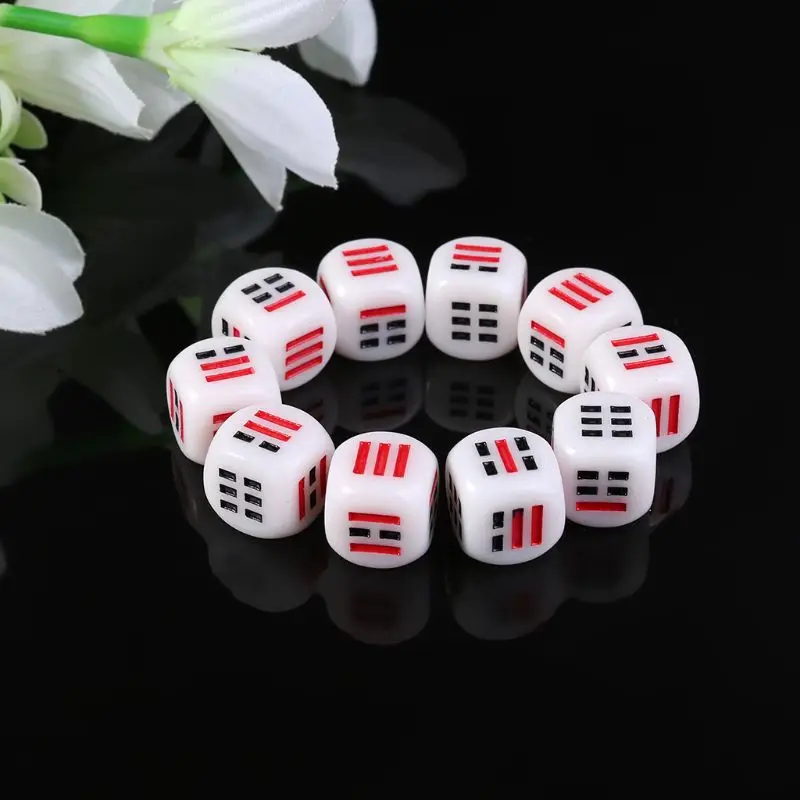 10Pcs D6 Dices For Easy Fortune-Telling Guess Divination Dice Ba Gua Eight Trigrams Parts Accessory 16mm
