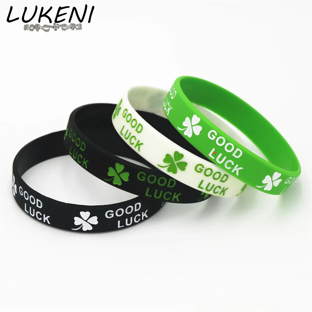 LUKENI 1 шт. новый модный силиконовый браслет с клевером на удачу черный зеленый