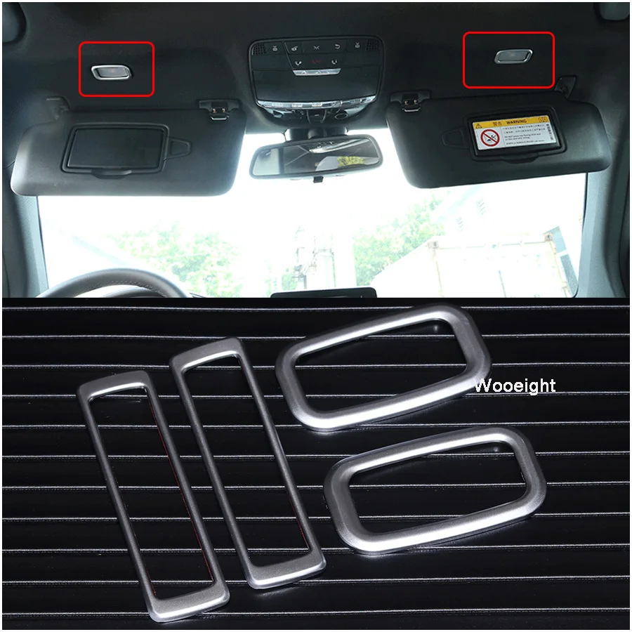 Wooeight 4Pcs ABS Matt Silver Car Roof Read Lamp Handle Light Switch Frame Trim Button Cover For Mercedes Benz GLC C Class (6)