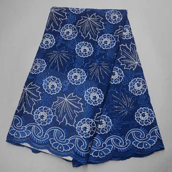 

Swiss Voile Lace In Switzerland 2019 New High Quality Cotton Voile African Lace Fabric For Wedding Dry Lace Fabric 5 Yards Blue