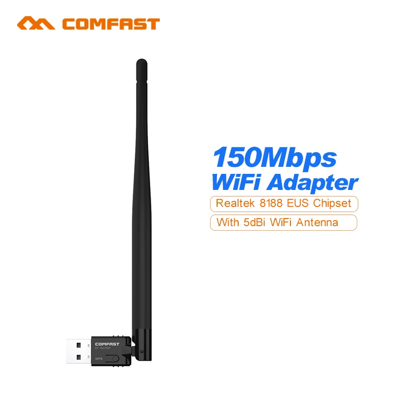  RealTek RTL8188 Comfast 150Mbps Wireless USB Wifi Hotspot Wlan Adapter Dongle USB Wireless Network LAN Card +5dBi Wi-fi Antenna 