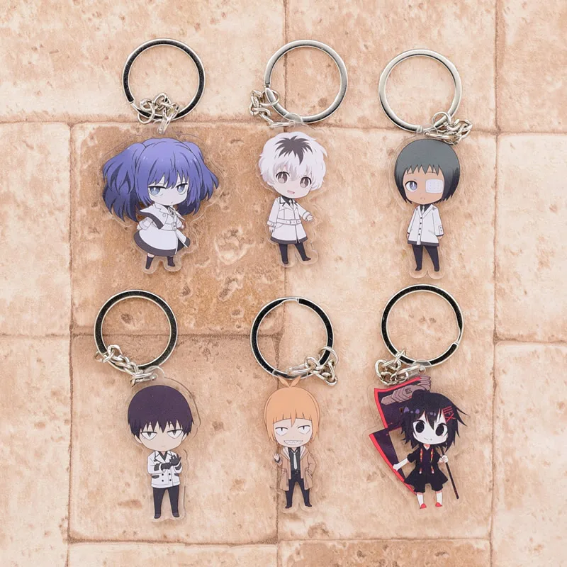 2018 Tokyo Ghoul RE Keychain QS Sasaki Haise Double Sided Acrylic Key Chain Pendant Anime Accessories Cartoon Key Ring DBS1P