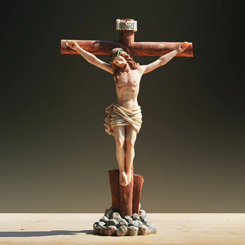 

Large Crucifix Jesus Resin Craft Exquisite Decoration Bible European Church Ornament Christian Christmas Wedding Gift 39cm