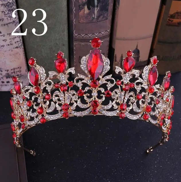 23 Роскошные серебряные, Синие стразы, Золотая свадебная тиара, корона королевы, диадема, Корона невесты, головной убор, свадебные аксессуары для волос, тиара - Окраска металла: 23