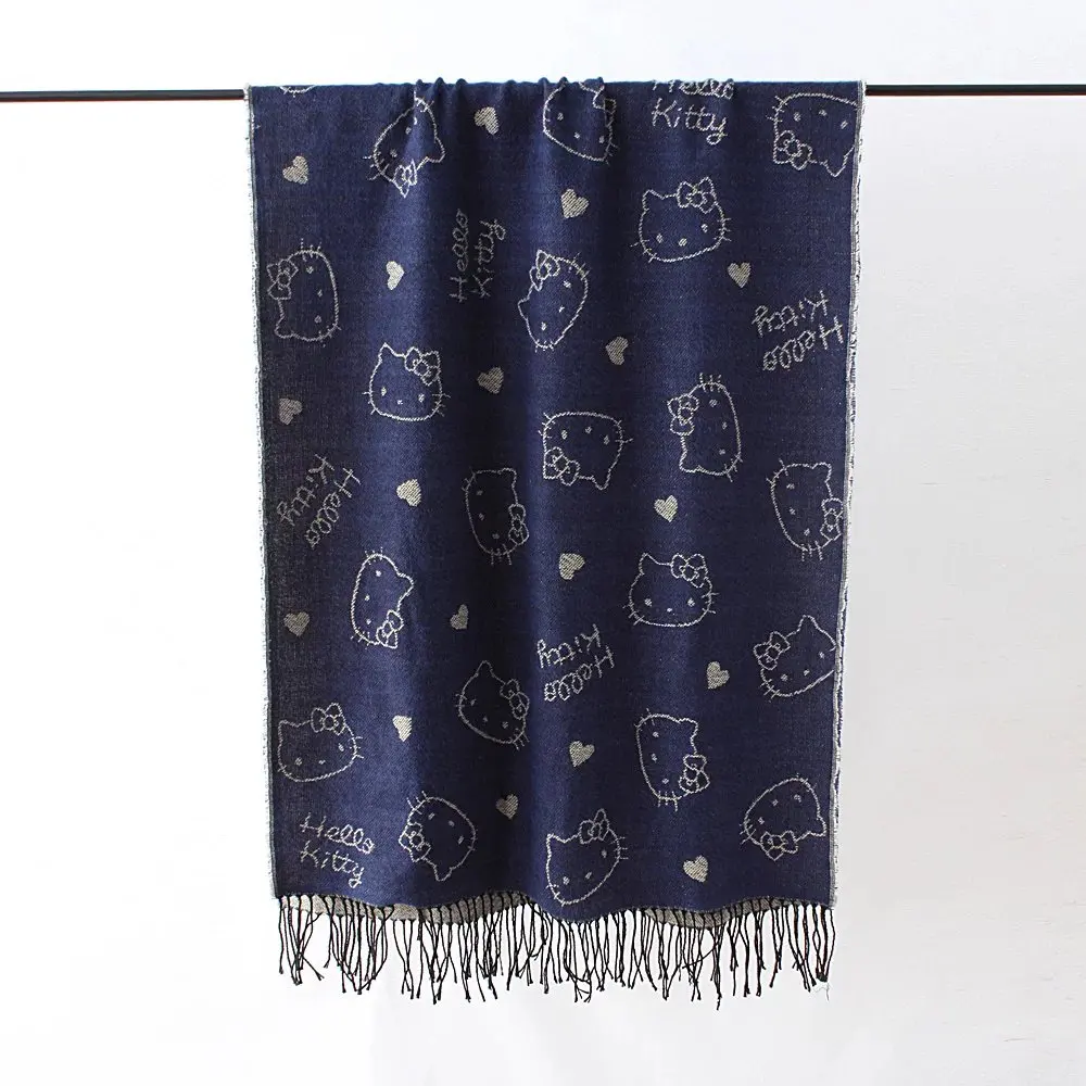 Women Hello Kitty Scarf Double Side Character Print Long Wrap Shawl 200*70cm 2 Color | Аксессуары для одежды