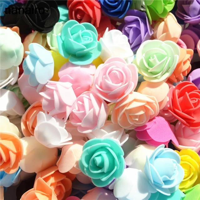 100 pz/lotto Mini di Gomma Piuma del PE Rosa Testa di Fiore Artificiale della Ro 100 pz/lotto Mini di Gomma Piuma del PE Rosa Testa di Fiore Artificiale della Ro