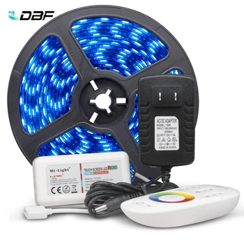 

[DBF]5050 Black PCB LED Strip Light,RGB 5M/roll 300LEDs Neon Tape Light + 2.4G Remote Controller + DC 12V 3A Power Adapter