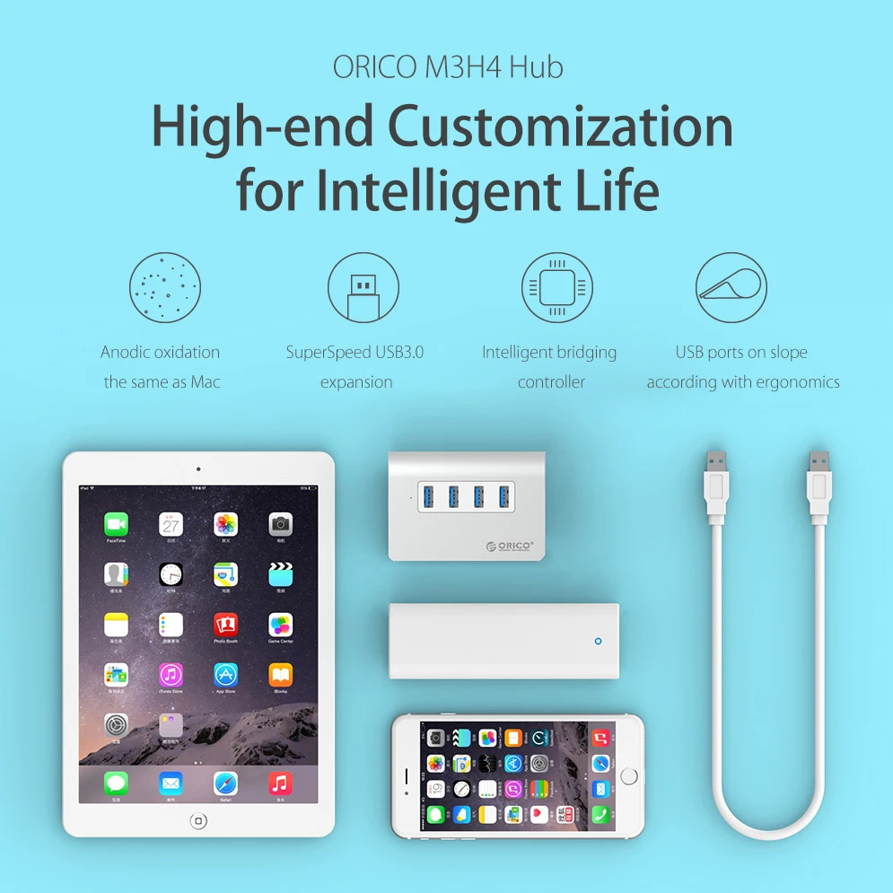 USB 3 0 концентратор ORICO новый дизайн Mac высококачественный Высокоскоростной