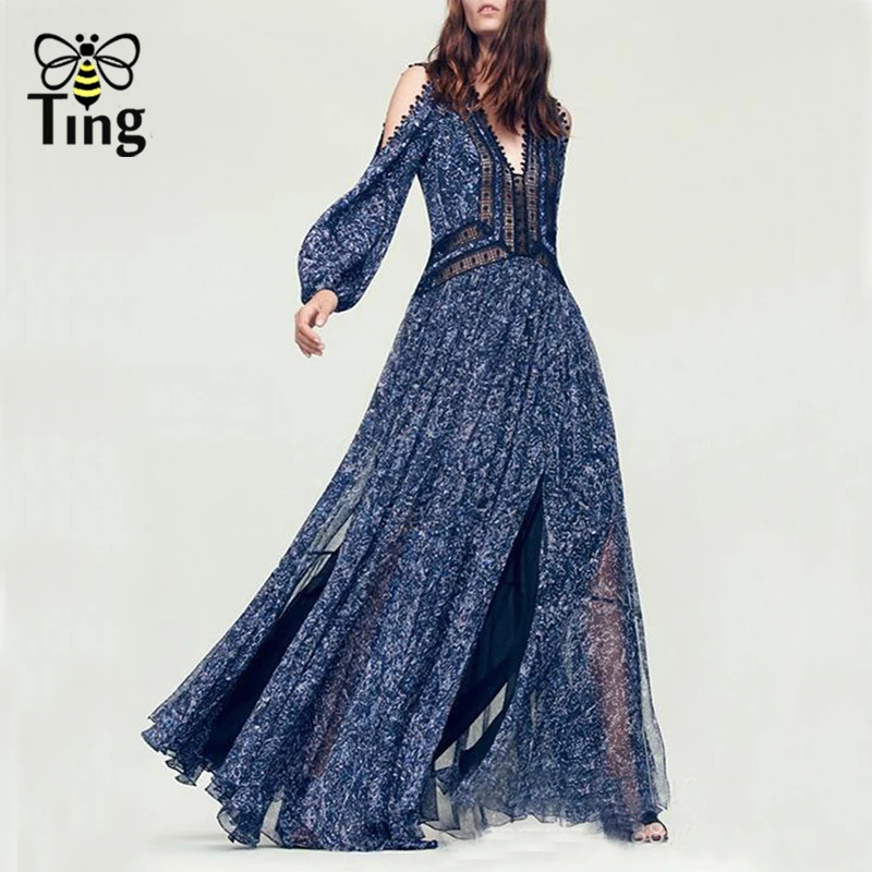 

Tingfly Sexy Off Shoulder Floral Beach Maxi Dress Ethnic Inspired Bohemian Maxi Vestidos Femme Boho Lace Patch Vestidos Mujer