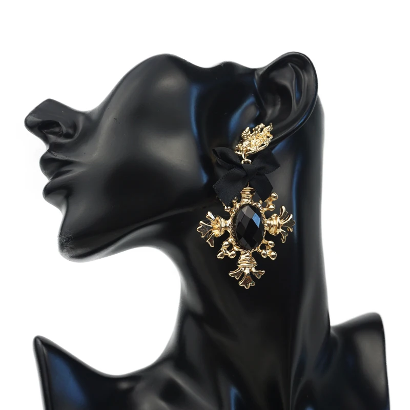 M& G серьги в готическом стиле из нержавеющей стали женские черные стеклянные золотые крест длинные Винтажные серьги ювелирные изделия серебряные иглы подарок аксессуары