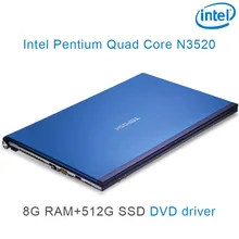 P8-07 blue 8G RAM 512G SSD Intel Pentium N3520 15.6 gaming laptop DVD driver HD screen business notebook computer"