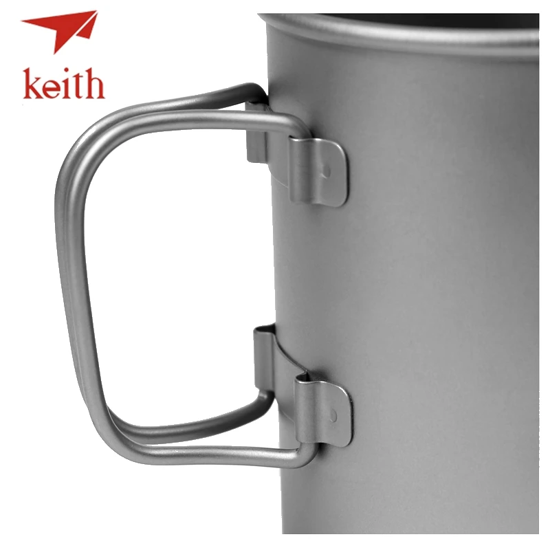 Keith 350 ml-650 ml titanio taza plegable ligero al aire libre vajilla Camping senderismo Picnic Bowl Pot taza con tapas