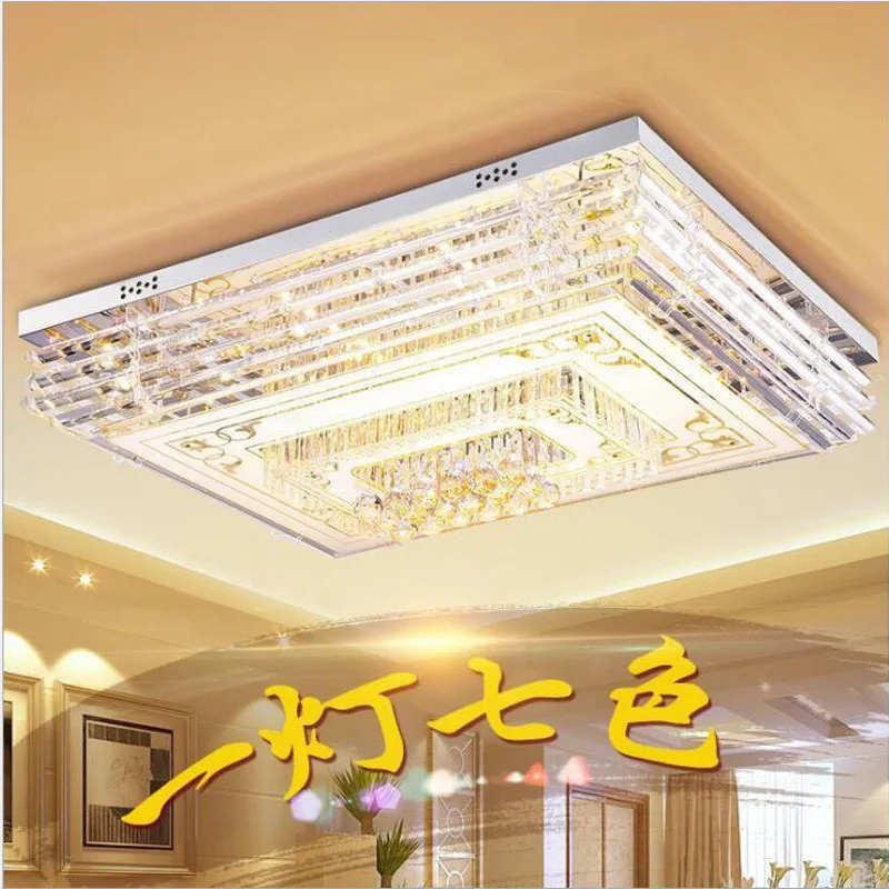 

L New living room lamp LED rectangular crystal lamp color changing hall ceiling lamp simple modern remote control atmospheric