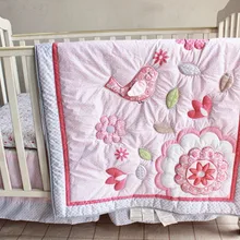 Промо-акция! Комплект постельного белья для малышей с вышивкой из 7 предметов, Детская Хлопковая постельное белье с рисунком, включает в себя(бампер+ пододеяльник+ покрывало+ юбка для кровати